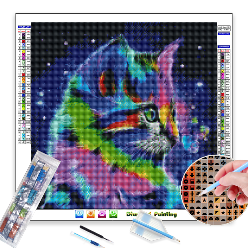 5D Cat <a href='/diamond-paint/'>Diamond Paint</a>ing | Factory-made Rhinestone Mosaic Kit for DIY Home Decor