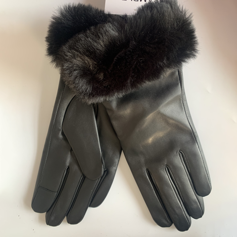 Factory Direct: Women's Sheepskin <a href='/leather-gloves/'>Leather Gloves</a> with Faux Cuff