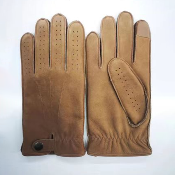 Factory-Made Men's Full Outer Seam Conductive Bovine Frosted Gloves