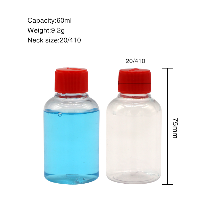 Factory Direct: 2oz PET Plastic Cosmetic Container - Round Shape, 60ml Transparent Bottle