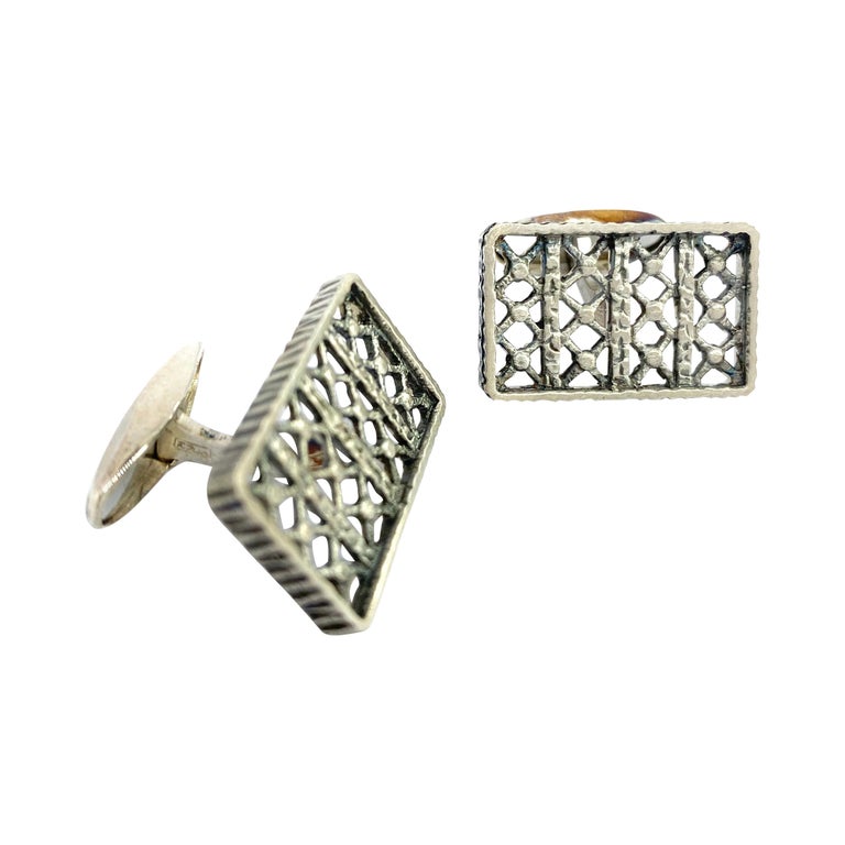 925 Sterling Silver 1995 Vaasa Finland Spectrolite Cufflinks For Sale at 1stDibs