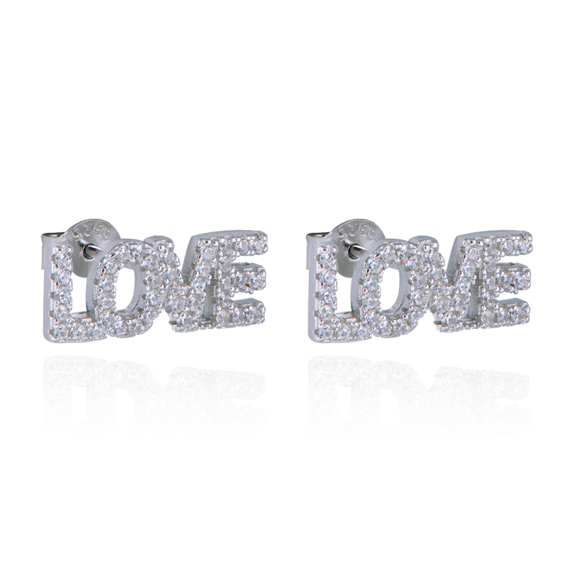 S<a href='/925/'>925</a> Silver Letter Stud <a href='/earring/'>Earring</a>s Women's Gift