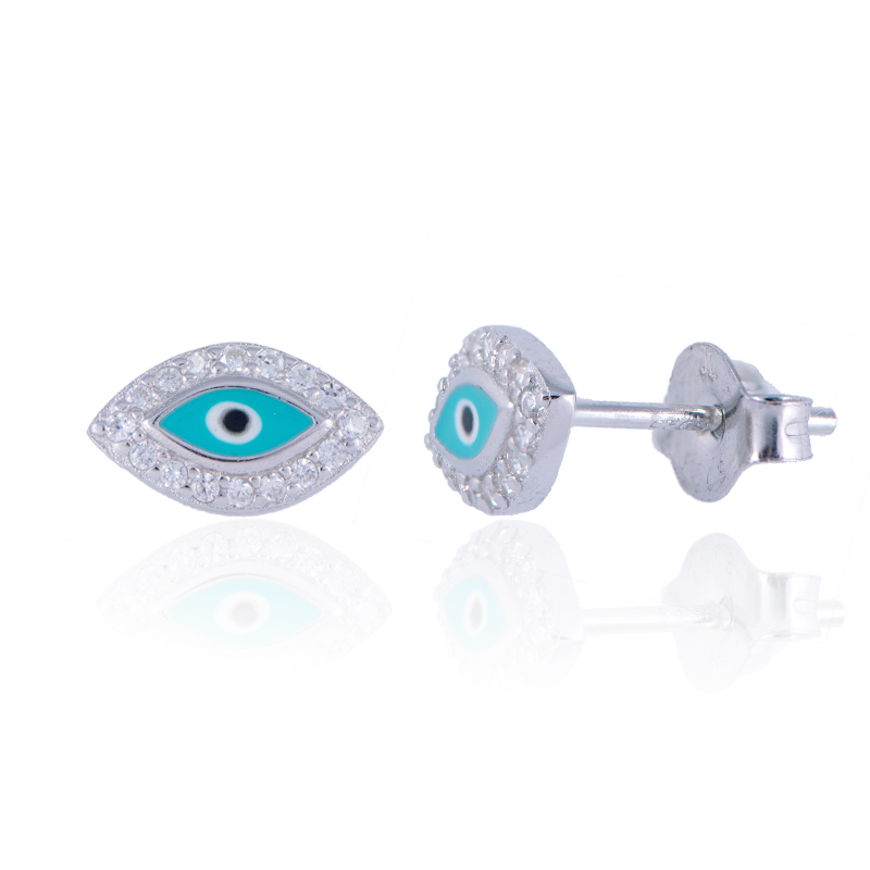 Double Evil Eye Epoxy Zircon Stud <a href='/earring/'>Earring</a>s