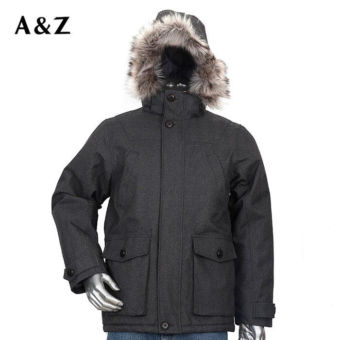 Shop Factory Direct: Men's Waterproof Wool-Like Melange Jacket with Faux Fur Trim