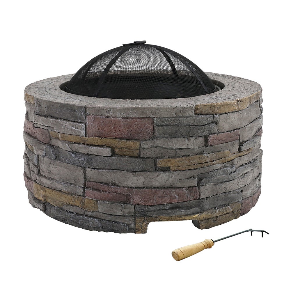 Large Fire Pit Set: Fora, Includes Hand Tool (Wood or Charcoal, Basket Log Burner Garden Heater, Chimenea Patio Wood Chiminea Tall) - Warehouse Discounts