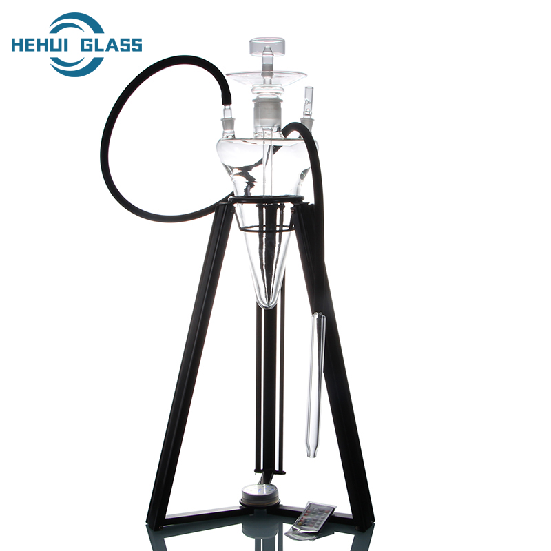 HEHUI GLASS CONE BIG HOOKAH SHISHA WITH METAL TRIPOD STAND