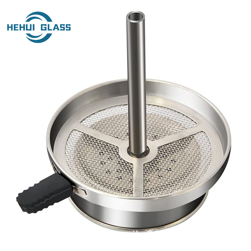 HEHUI GLASS BIG SIZE METAL CHARCOAL HOLDER WITH MESH FOR HOOKAH SHISHA ACCESSORY