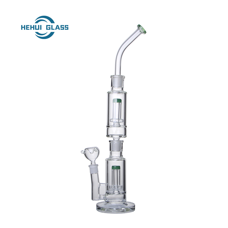 Factory-Direct HEHUI Removable Double Percolators Glass <a href='/bong/'>Bong</a> | High-Quality Smoking Experience