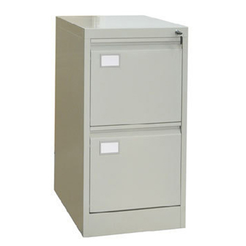 HG-001-B-2D-01 Knock Down <a href='/2-drawer-file-cabinet/'>2 Drawer File Cabinet</a> With Swan Neck Grip Handle PVC Card Holder