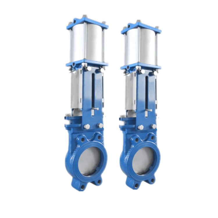 Factory direct sale: NBR pneumatic actuated knife gate valve, double acting, DN50-DN600 range.