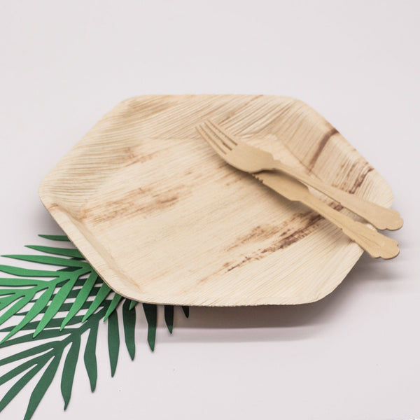 Eco Disposable Biodegradable Palm Leaf Plates | Hexagonal Palm Leaf - Pretty Little Party Shop