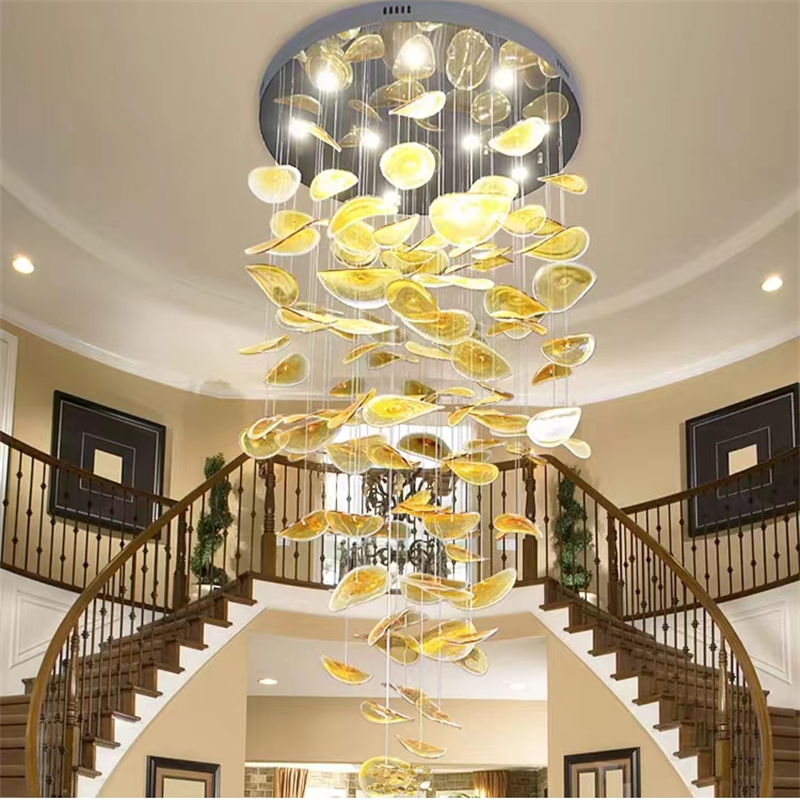 Factory Direct: Custom Hotel Lobby & Living Room Art Lamps & Chandeliers | Lotus Leaf, Shop & Stair Designs Available.