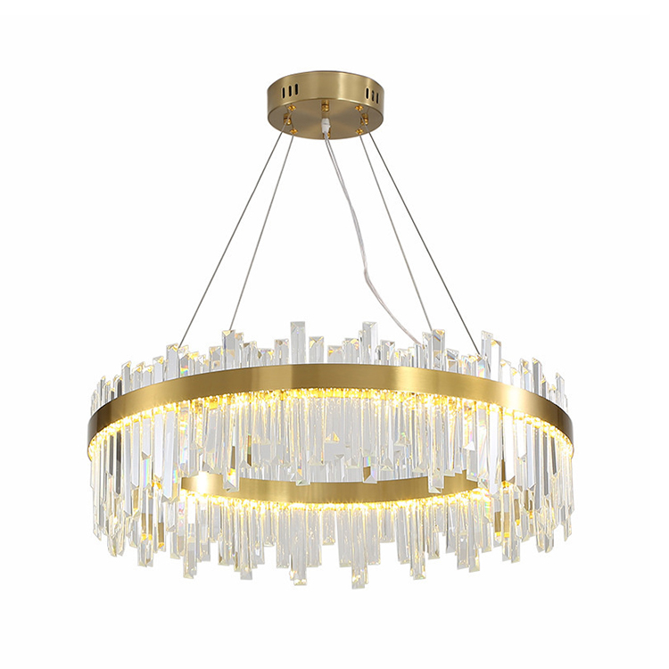 <a href='/modern/'>Modern</a> Nordic Style Gold Crystal Ring Chandeliers With Chain Lighting Lamps Fixture Living Room, Dining Room, Loft and Bedroom