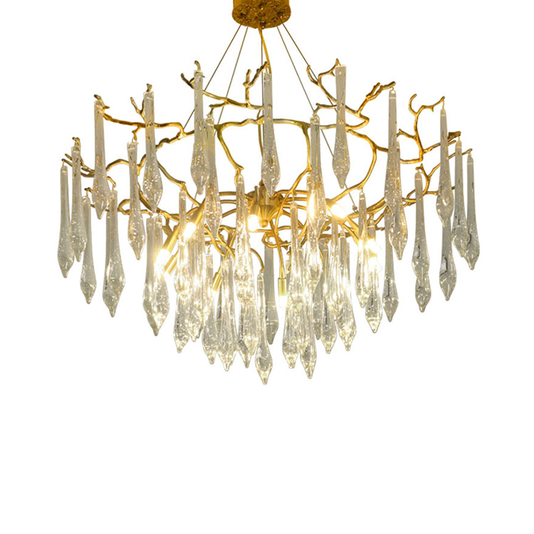 Hitecdad: Exquisite Handcrafted Brass Chandelier | Factory Direct – Clear Glass Waterdrops Pendant Light