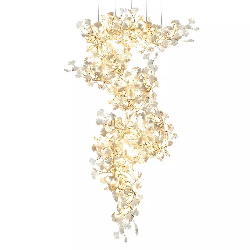 HITECDAD Customize Ceramic <a href='/ginkgo/'>Ginkgo</a> Leafs Chandelier for Hotel Lobby Vila