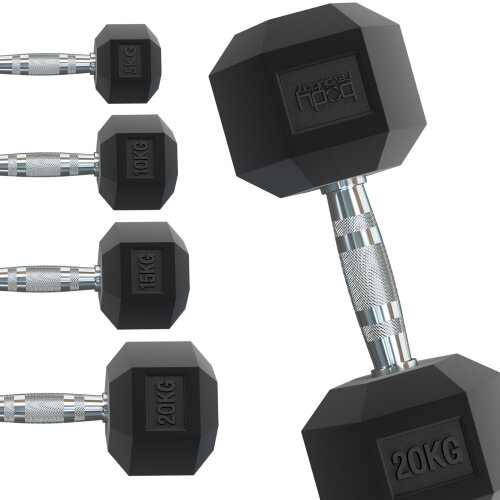 Hex <a href='/dumbell/'>Dumbell</a>s Rubber Encased Cast Iron Hexagonal Dumbbells Weight Set Home Gym