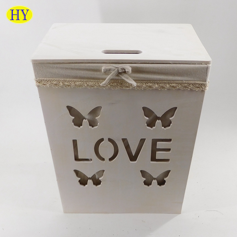 Square shape wooden box with fabric liner wholesale