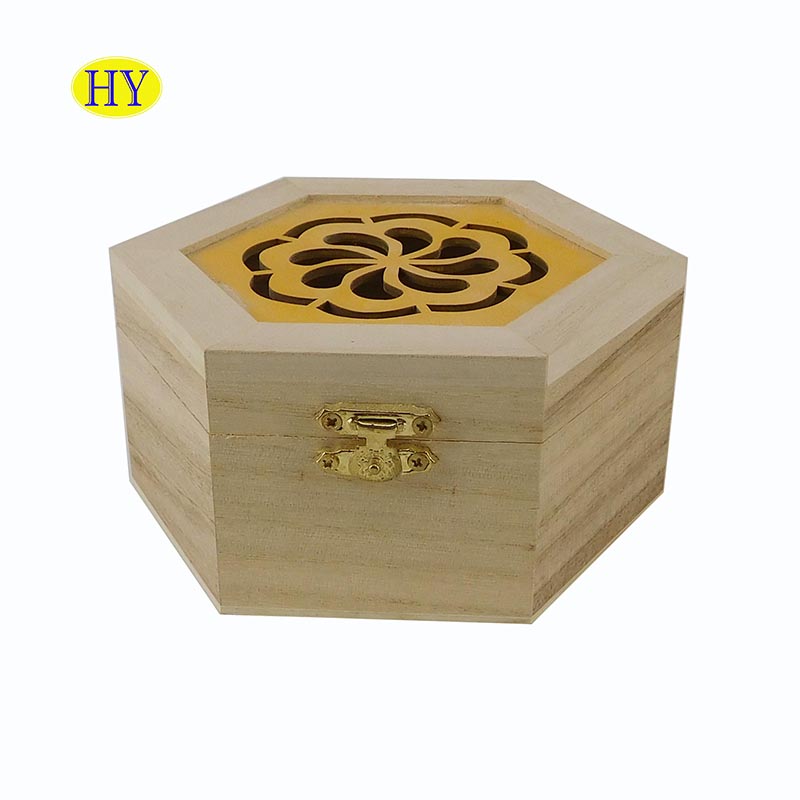 Wholesale Unfinished Custom Carved Lid <a href='/hexagon-wood-box/'>Hexagon Wood Box</a>