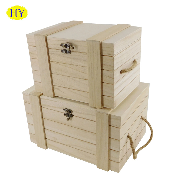custom natural unfinished wood storage box wholesale