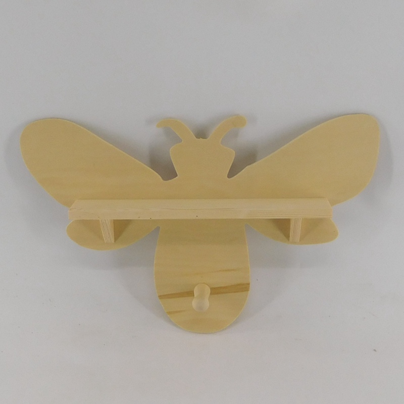 butterfly shape natural unfinished  wooden <a href='/wall-hanger/'>wall hanger</a> with hook for clothes wholesale