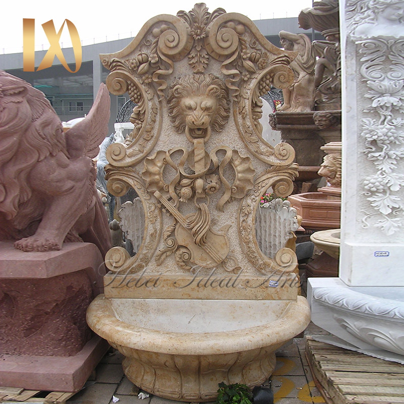 Yellow marble with lions head design