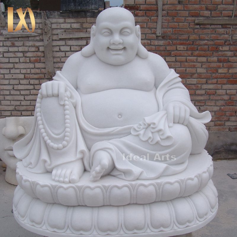 Ideal Arts: Factory Direct Life Size Laughing <a href='/buddha-statue/'>Buddha Statue</a> - Smiling Stone Monk Sculpture