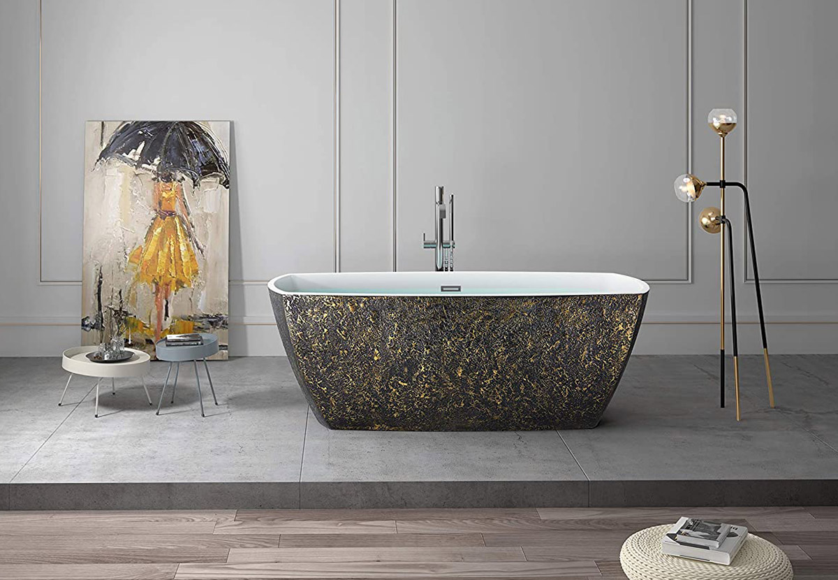 Bathroom Sanitary Ware Black Oval Stone <a href='/freestanding-bath-tub/'>Freestanding Bath Tub</a>