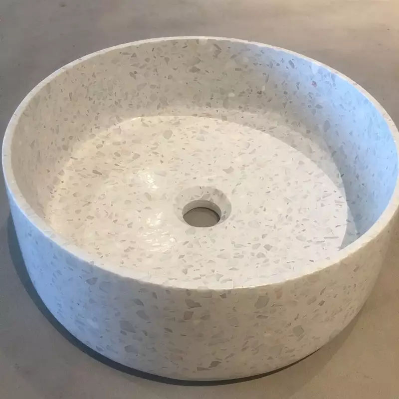 modern multi white color black terrazzo stone vessel sink