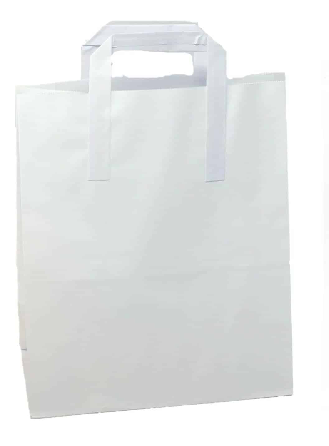 White Flat Handle Premium <a href='/paper-carrier-bag/'>Paper Carrier Bag</a>s| Rocaba Packaging