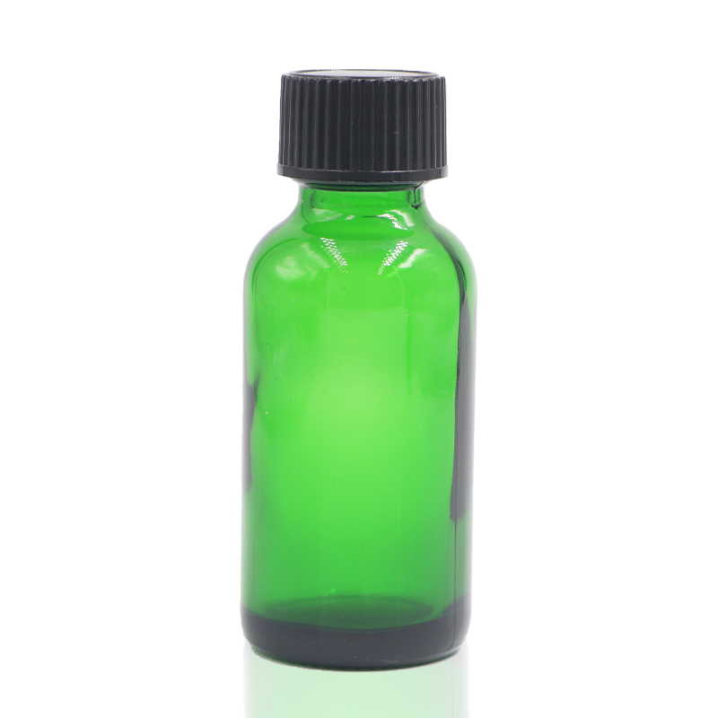 1oz. Green Boston Glass Bottle for Essential Oil