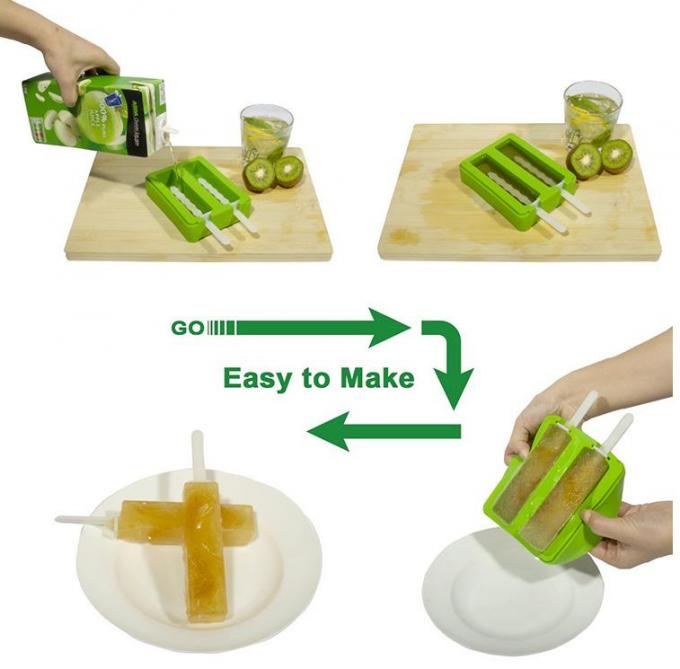 Summer Popsicle Silicone Ice Block Moulds , Stackable Ice Cube Trays PP Material