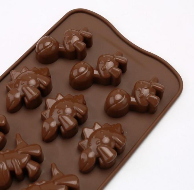 Dinosaur Holiday Silicone Chocolate Molds Brown Color Non Harmful