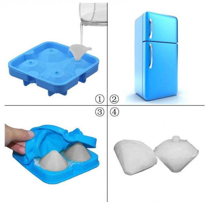 3D Diamond Silicone Ice Cube Molds 12*12*3.8CM For Drinks