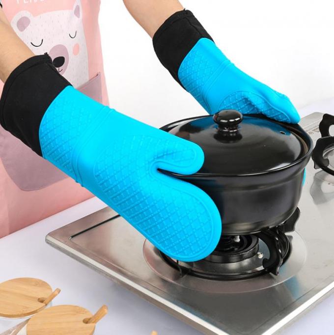 Waterproof Silicone Hand Gloves Cotton Inside Heat Insulation Hand Protection