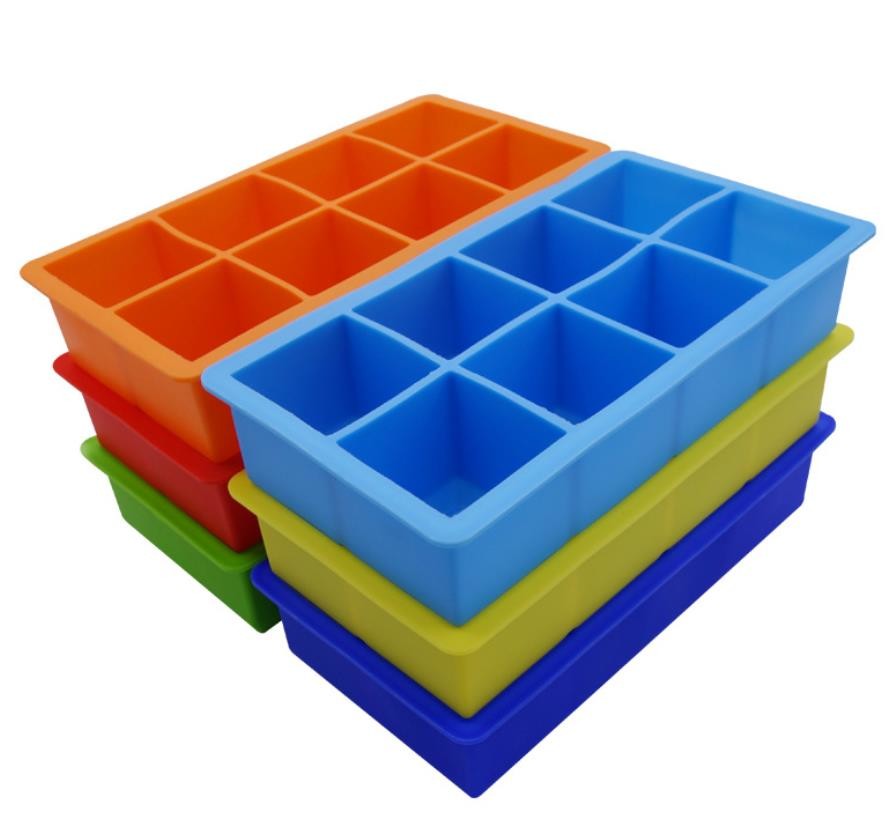 Square Silicone Ice Tray Molds , Novelty <a href='/ice-mold/'>Ice Mold</a>s 8 Cavity Stackable