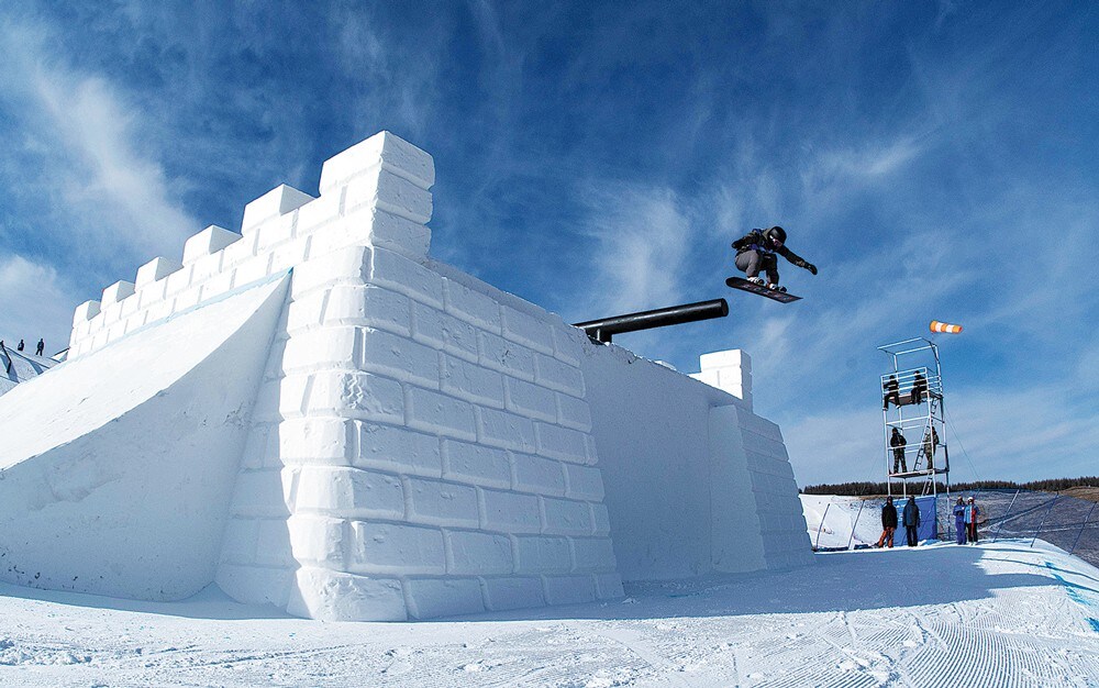 China re-created portions of the Great Wall as part of its Olympic slopestyle course