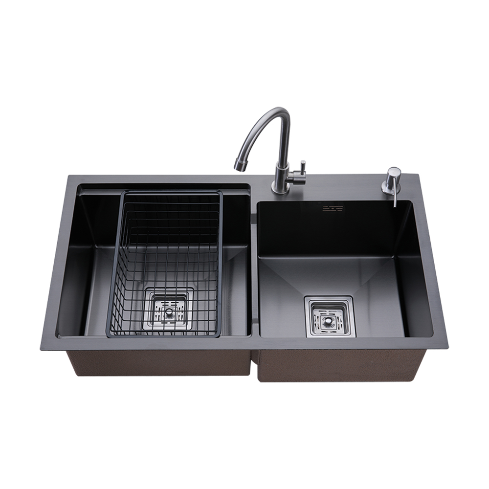 Factory-Made Modern Square Double Bowl Stainless Steel Kitchen Sink for Bars, Restaurants & Coffee Shops - Drainer Cover Step Included