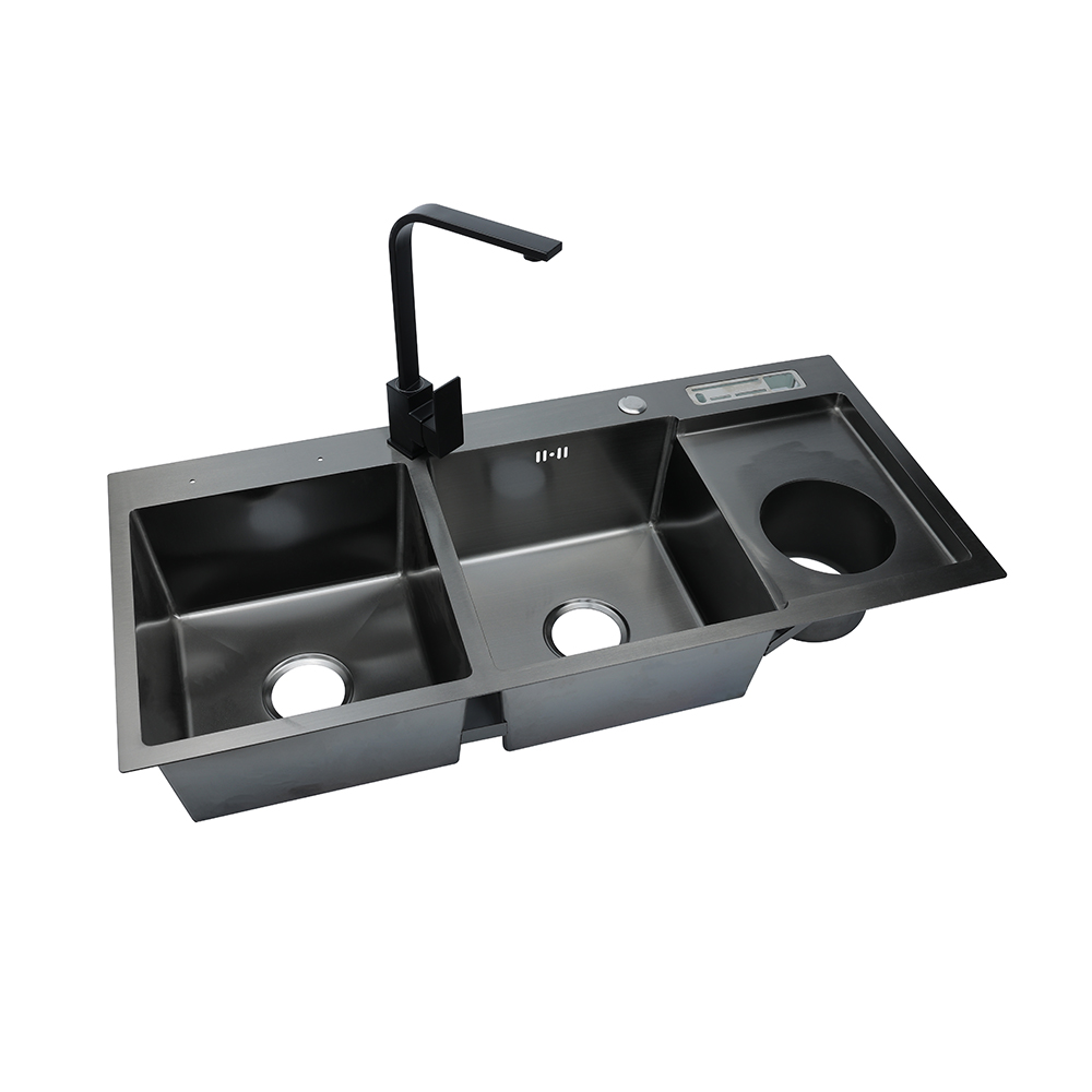 Premium Stainless Steel <a href='/double-bowl-kitchen-sink/'>Double Bowl Kitchen Sink</a> with Built-In Trash Bin - Factory Direct Pricing