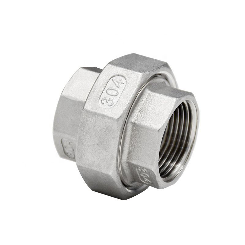 Stainless Steel Pipe Fitting 304 NPT DIN Thread Connector Casting Gi Pipe Fittings Female Full Port Union for Water Pipe Kitchen Bathroom Plumbing Accessories