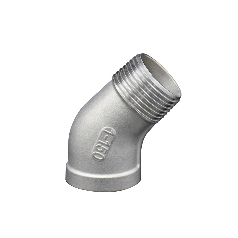 Custom Made Thread Casting Stainless Steel 304 316 Pipe Fittings 45 Degree Full Ports Elbow Pipe Fitting Plumbing System Accessories