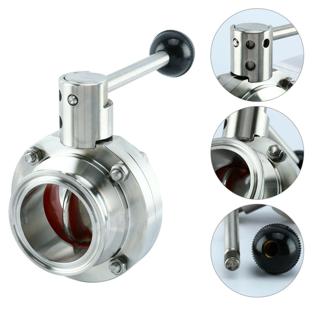 Junya DIN/JIS/ANSI Standard Sanitary Butterfly Valve Tri Clamp 50.5mm Od38mm Trigger Handle/EPDM Stainless Steel 304 316 Customized Valve