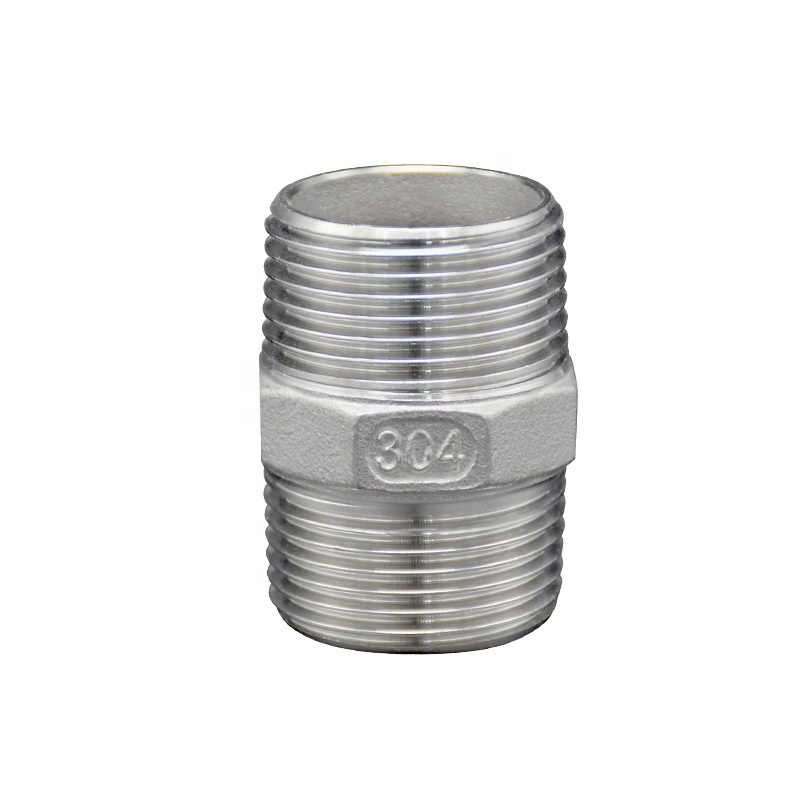 Junya Factory Price 304 316 Bsp NPT G BSPT Male Thread Casting Stainless Steel Hex Nipple Union Plumbing Materials