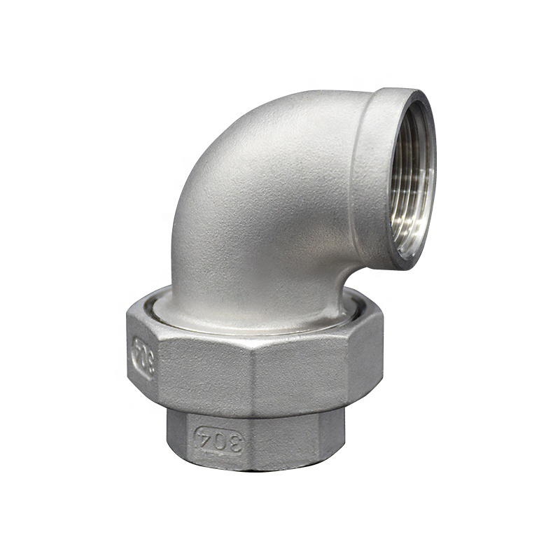 Junya OEM Stainless Steel 304 Female NPT JIS DIN Threaded Joint Rotary Adjustable Union Elbow Plumbing Pipe Fitting Malleable Iron Pipe Sanitary Fittings