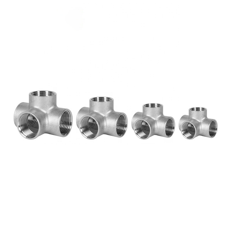 Junya High Quanlity Factory Direct NPT Threaded Connection Stainless Steel 304 316 Female Three Demenssional Cross Plumbing Materials