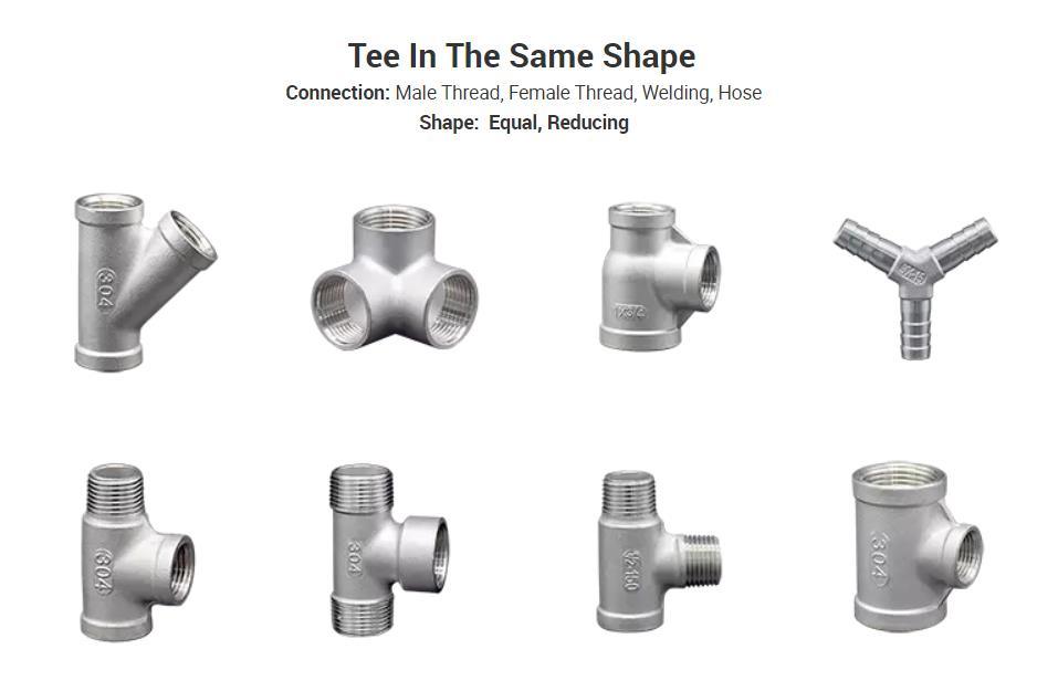 Stainless Steel Tee Y Type 304 316 Bsp NPT G BSPT Female Thread Casting Pipe Fitting Connector Used in Kitchen Bathroom Toilet HDPE Plumbing Sanitary Fitting