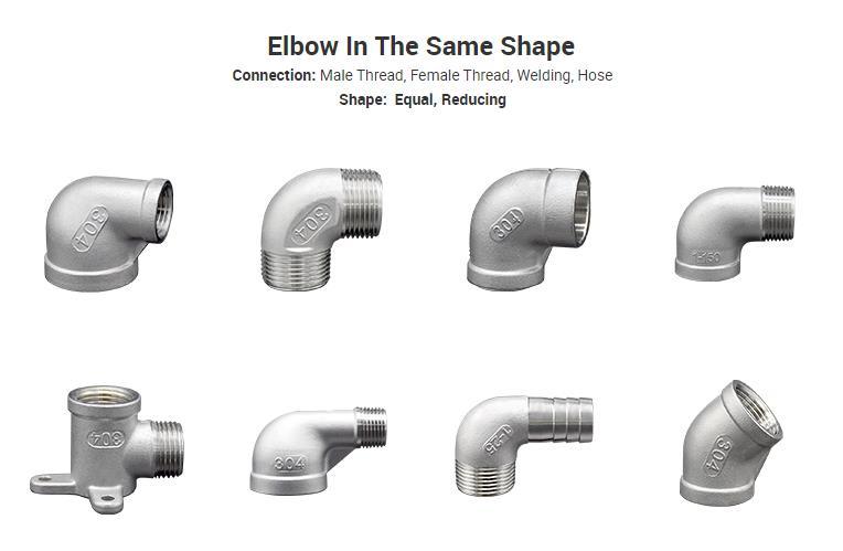 Custom Made Thread Casting Stainless Steel 304 316 Pipe Fittings 45 Degree Full Ports Elbow Pipe Fitting Plumbing System Accessories