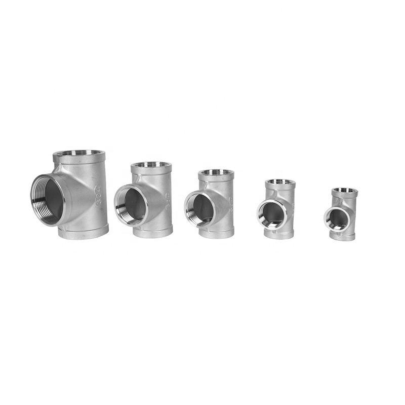 Stainless Steel Equal Tee 304 316 Bsp NPT G BSPT Female Thread Casting Pipe Fitting Tee Connector Used in Kitchen Bathroom Plumbing Accessories