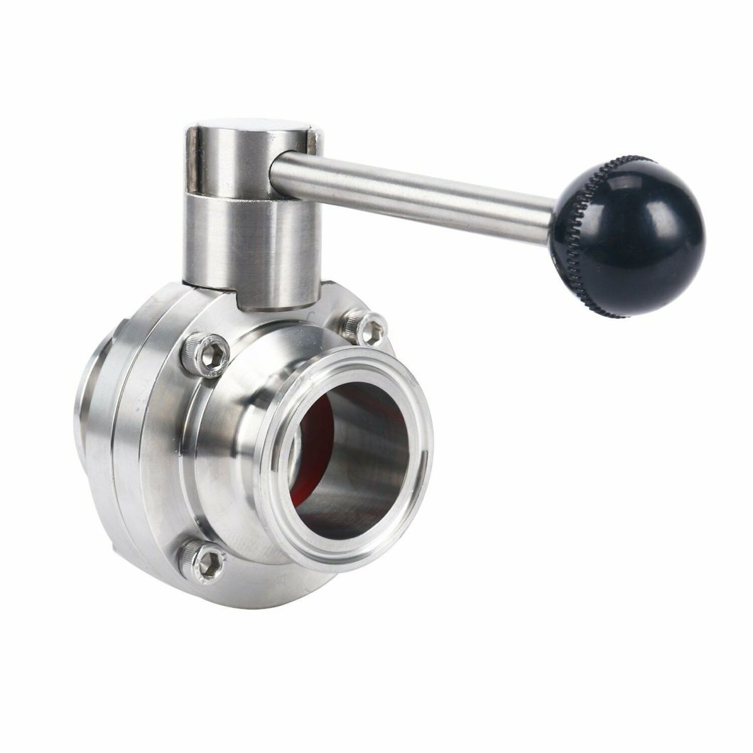 SS304 SS316L High Quality Clamped Stainless Steel Sanitary Manual Butterfly Valve Multi-Position Handle Hygienic Grade Tc Butterfly Valve Lever Type