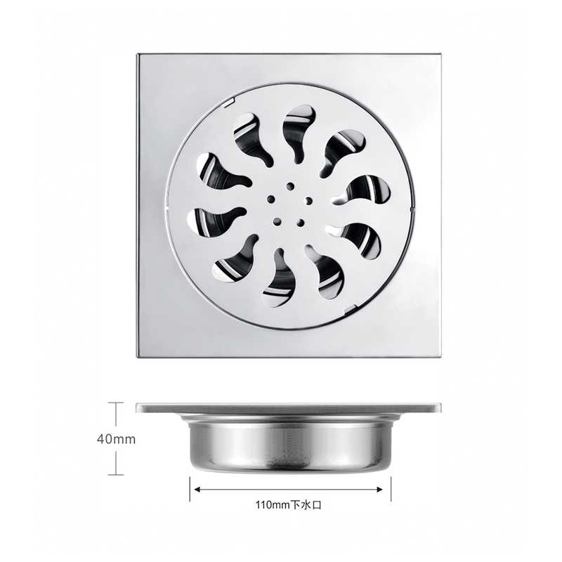 Customized garage bathroom square stainless steel industrial floor shower drain