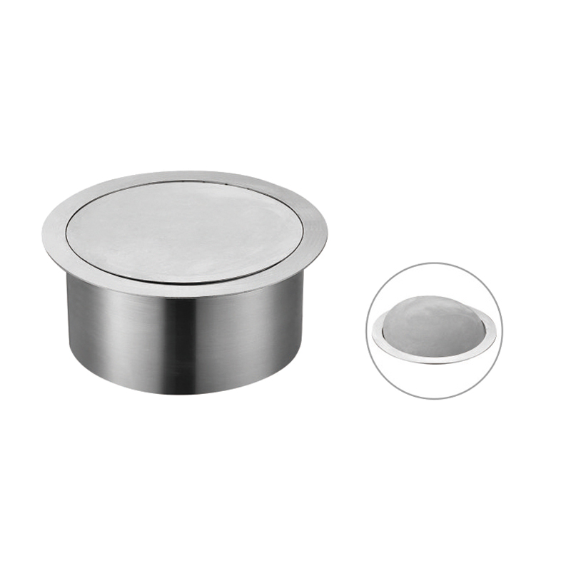 Round hotel kitchen bathroom recessed built-in <a href='/stainless-steel/'>stainless steel</a> flip lid waste container trash can bin cover